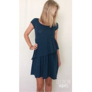 H&M | divided Layered Ruffle Dress in Teal Blue